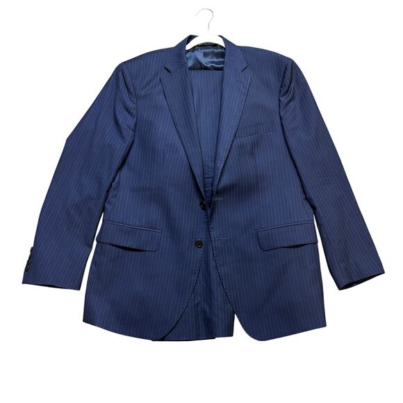 Ermenegildo Zegna The Traveler Modern Fit Nap 2 Piece Blue Striped Suit 45R - Picture 1 of 16